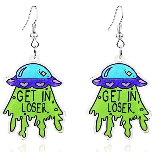 Jewelry - Alien UFO 'Get in Loser' Acrylic Earrings – Halloween Weirdcore Space Jewelry